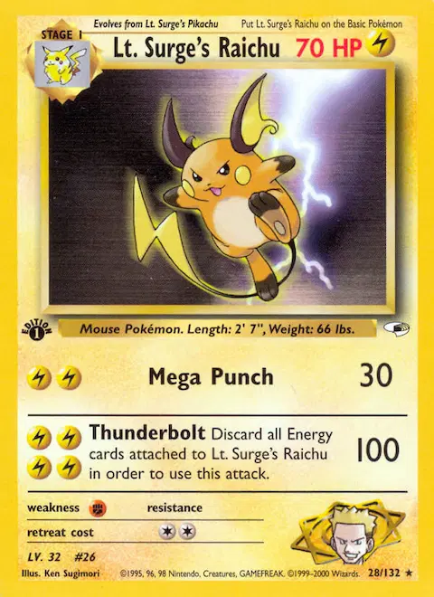 Lt. Surge's Raichu, Gym Heroes 28/132