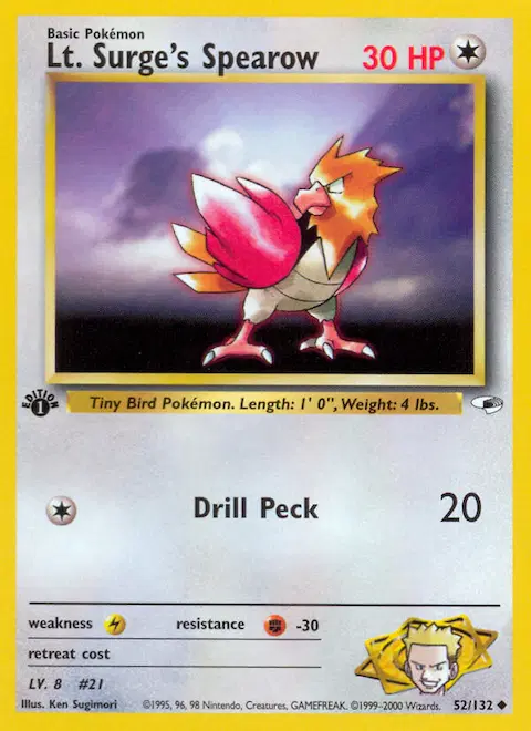 Lt. Surge's Spearow, Gym Heroes 52/132
