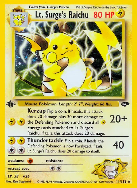 Lt. Surge's Raichu, Gym Challenge 11/132
