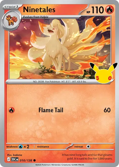 Ninetales, 30th Celebration 010/128