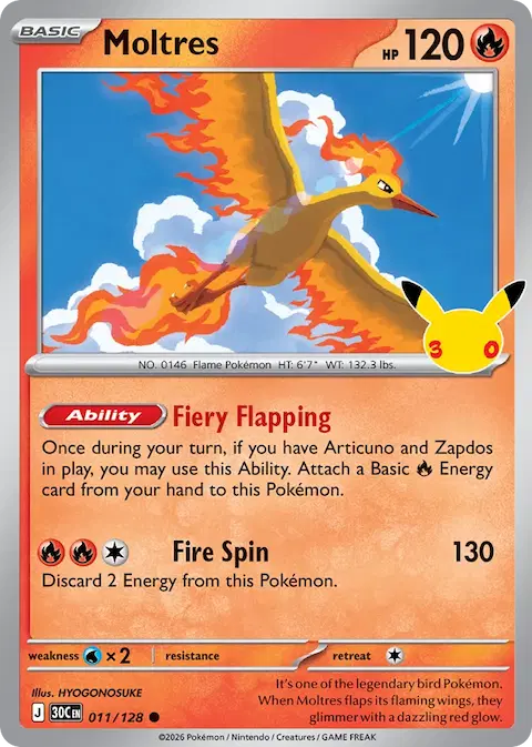 Moltres, 30th Celebration 011/128