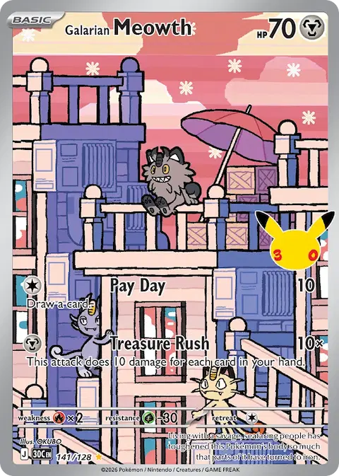 Galarian Meowth, 30th Celebration 141/128