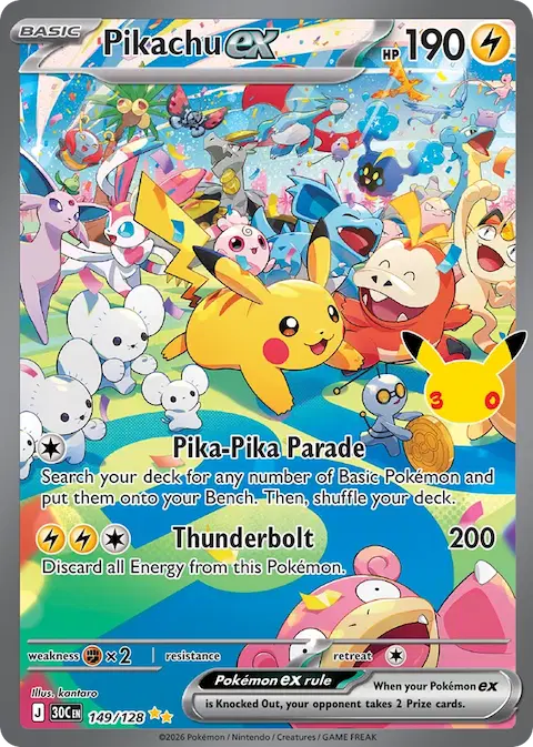 Pikachu ex, 30th Celebration 149/128