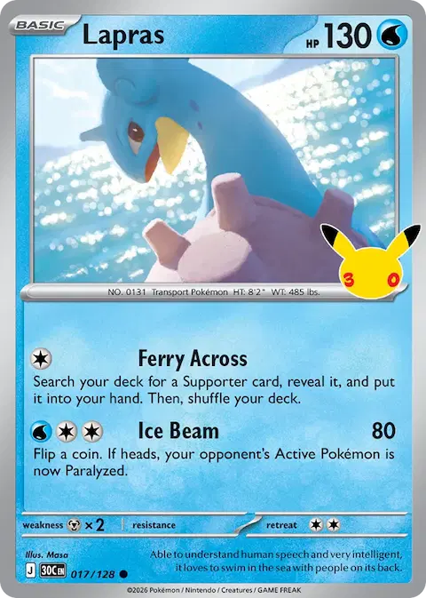 Lapras, 30th Celebration 017/128