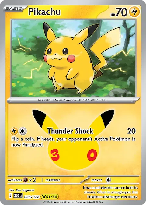 Pikachu, 30th Celebration 023/128
