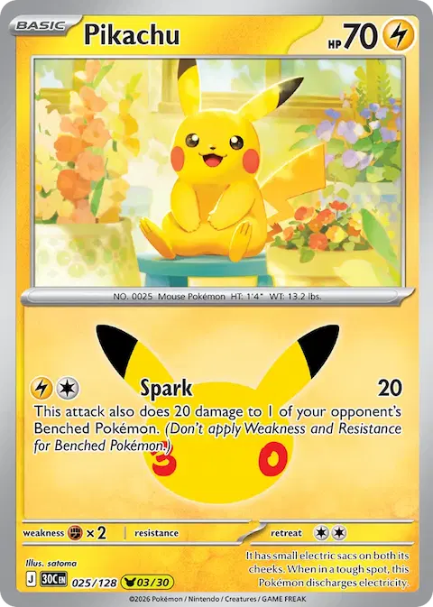 Pikachu, 30th Celebration 025/128