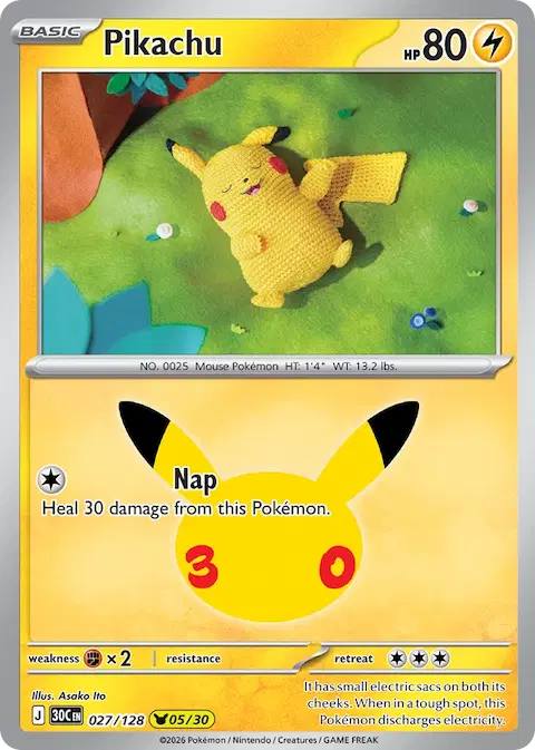 Pikachu, 30th Celebration 027/128