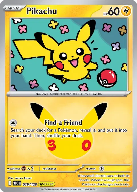 Pikachu, 30th Celebration 029/128