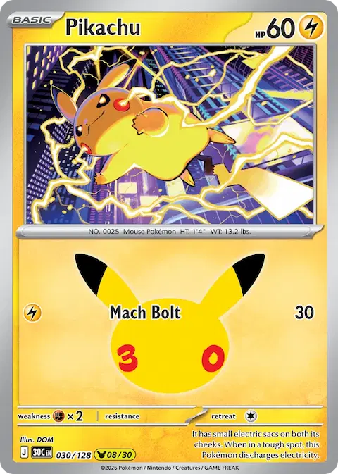 Pikachu, 30th Celebration 030/128