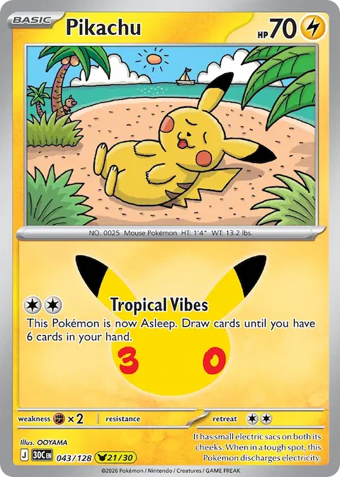 Pikachu, 30th Celebration 043/128