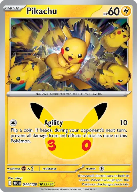 Pikachu, 30th Celebration 044/128