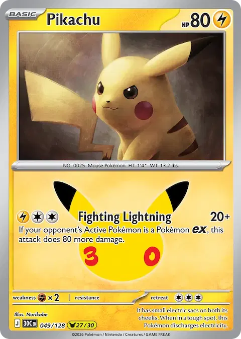 Pikachu, 30th Celebration 049/128