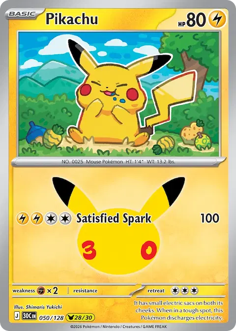 Pikachu, 30th Celebration 050/128