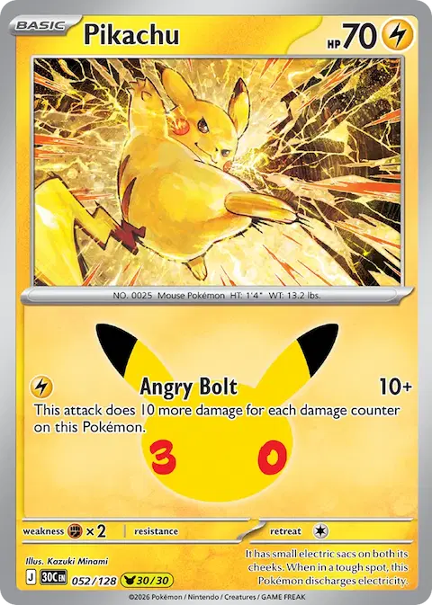 Pikachu, 30th Celebration 052/128