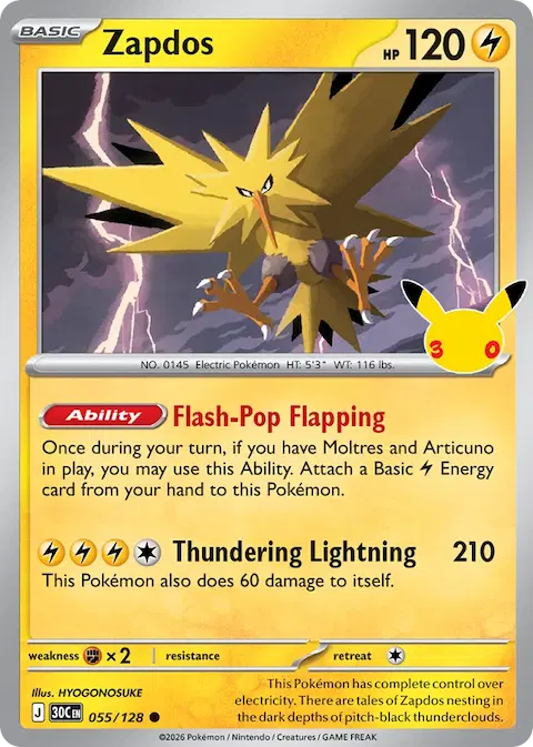 Zapdos, 30th Celebration 055/128