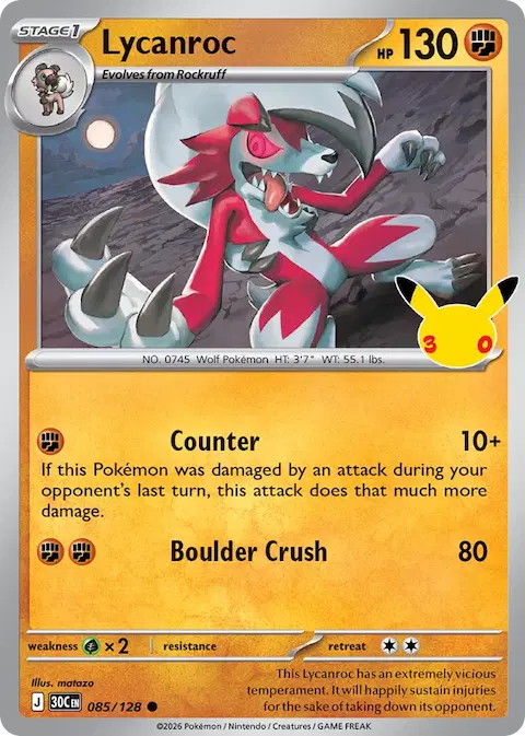 Lycanroc, 30th Celebration 085/128