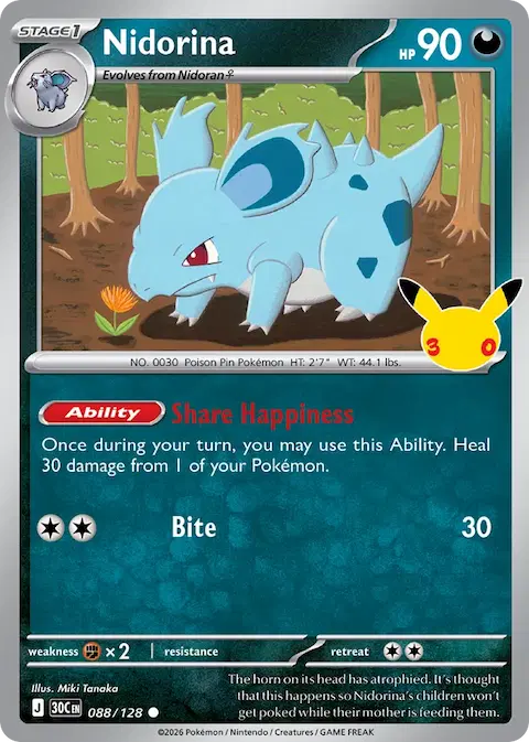 Nidorina, 30th Celebration 088/128