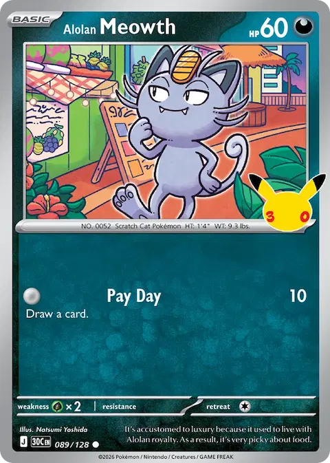 Alolan Meowth, 30th Celebration 089/128