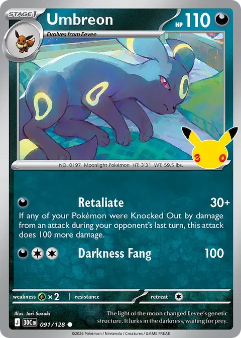 Umbreon, 30th Celebration 091/128