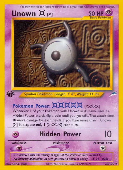 Unown [X], Neo Destiny 30/105