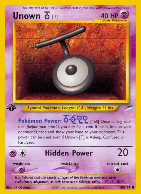 Unown [T], Neo Destiny 88/105