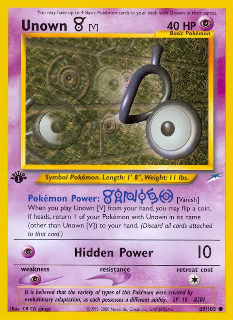 Unown [V], Neo Destiny 89/105