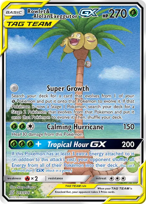 Rowlet & Alolan Exeggutor GX, Unified Minds 215/236