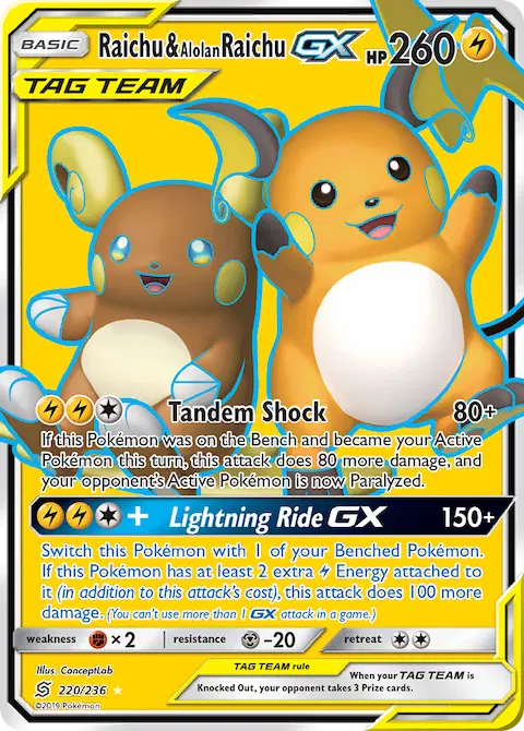 Raichu & Alolan Raichu GX, Unified Minds 220/236