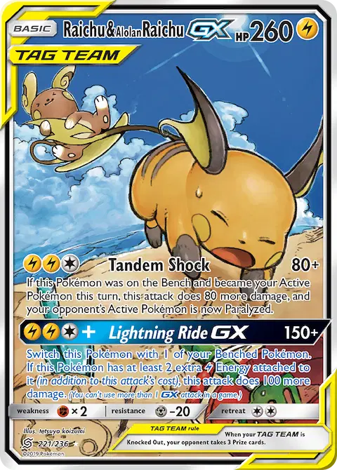 Raichu & Alolan Raichu GX, Unified Minds 221/236