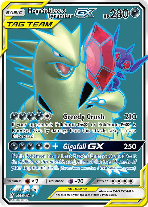 Mega Sableye & Tyranitar GX, Unified Minds 225/236