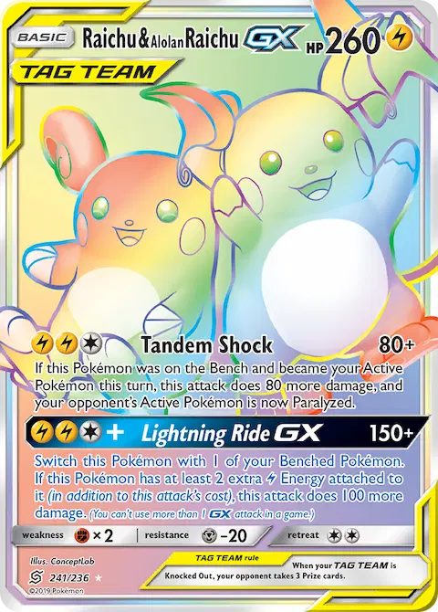 Raichu & Alolan Raichu GX, Unified Minds 241/236