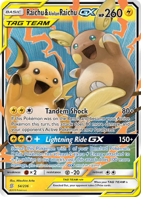 Raichu & Alolan Raichu GX, Unified Minds 54/236