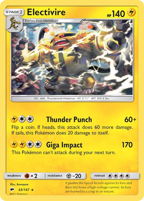 Electivire, Burning Shadows 43/147