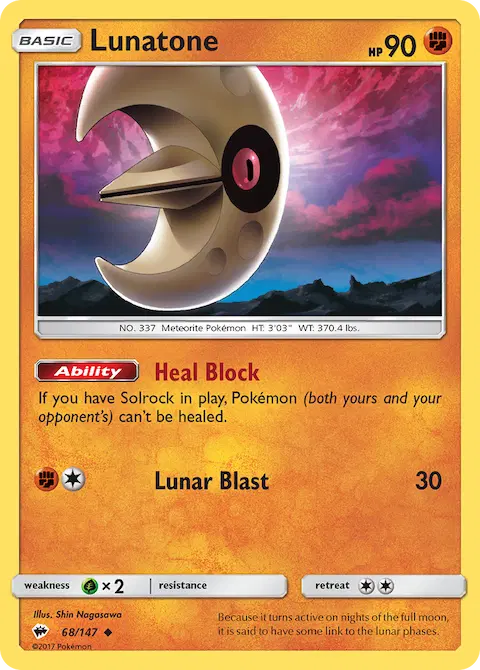 Lunatone, Burning Shadows 68/147