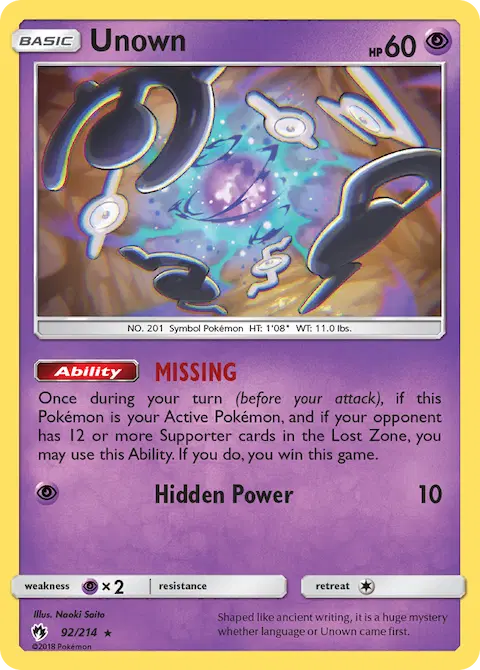 Unown, Lost Thunder 92/214