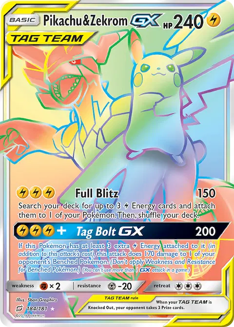 Pikachu & Zekrom GX, Team Up 184/181