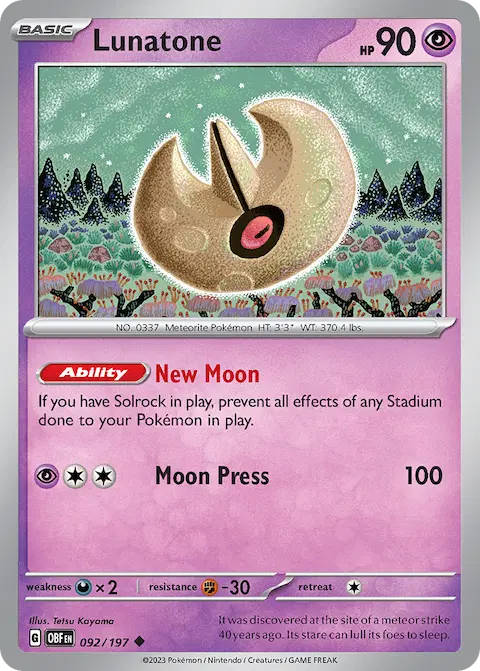 Lunatone, Obsidian Flames 092/197