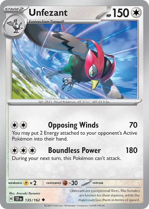 Unfezant, Temporal Forces 135/162