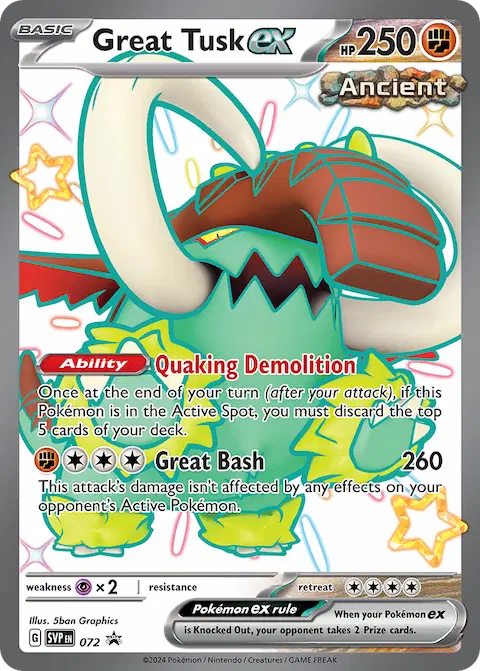 Great Tusk ex, SVP Black Star Promos 072/225