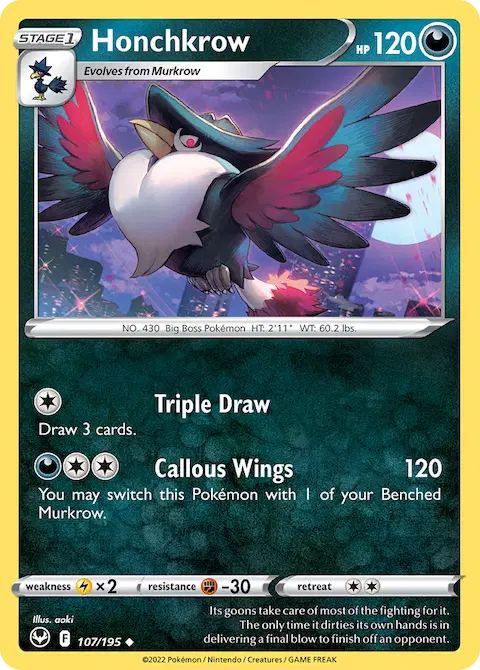 Honchkrow, Silver Tempest 107/195
