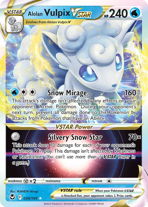 Alolan Vulpix VSTAR, Silver Tempest 034/195