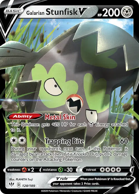 Galarian Stunfisk V, Darkness Ablaze 128/189