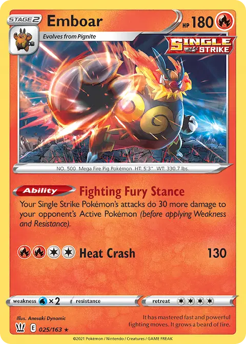 Emboar, Battle Styles 25/163