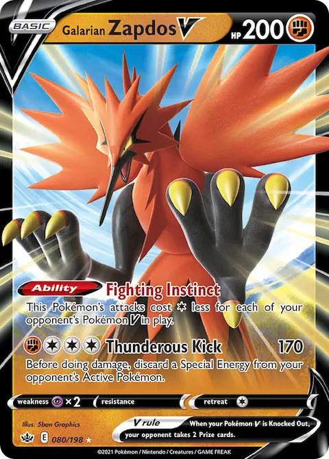 Galarian Zapdos V, Chilling Reign 80/198