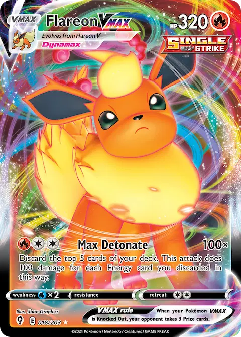 Flareon VMAX, Evolving Skies 18/203
