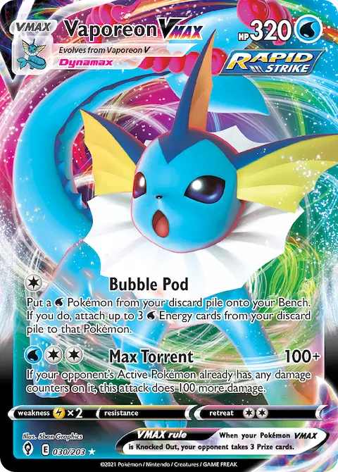 Vaporeon VMAX, Evolving Skies 30/203