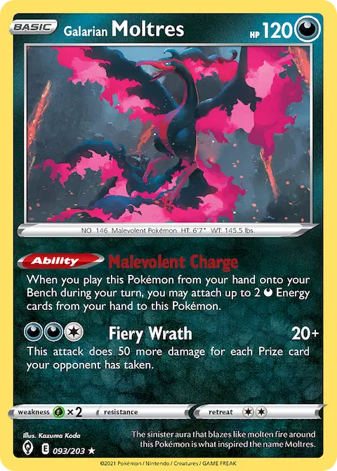 Galarian Moltres, Evolving Skies 93/203