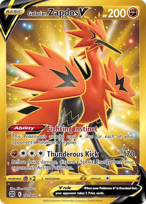 Galarian Zapdos V, Brilliant Stars 182/172