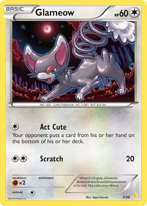 Glameow, XY trainer Kit (Pikachu Libre) 1/30