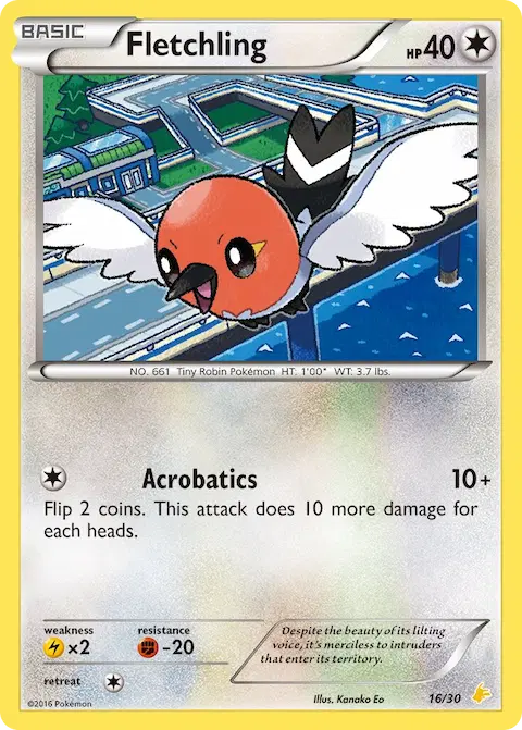 Fletchling, XY trainer Kit (Pikachu Libre) 16/30